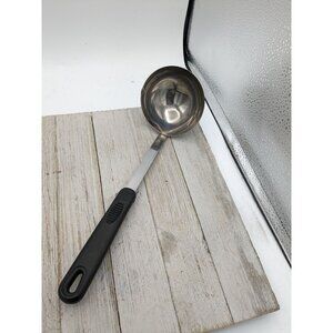 Soup Ladle Black Handle Slotted 11" Good Cooks Metal Chrome